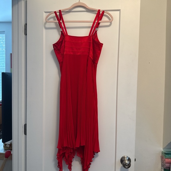 Vintage Sue Wong Satin Pleated Chiffon Red Handkerchief Corset Top Dress - Picture 3 of 5